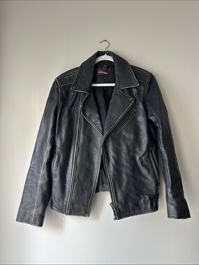 Vintage Black Leather Danier Biker Jacket